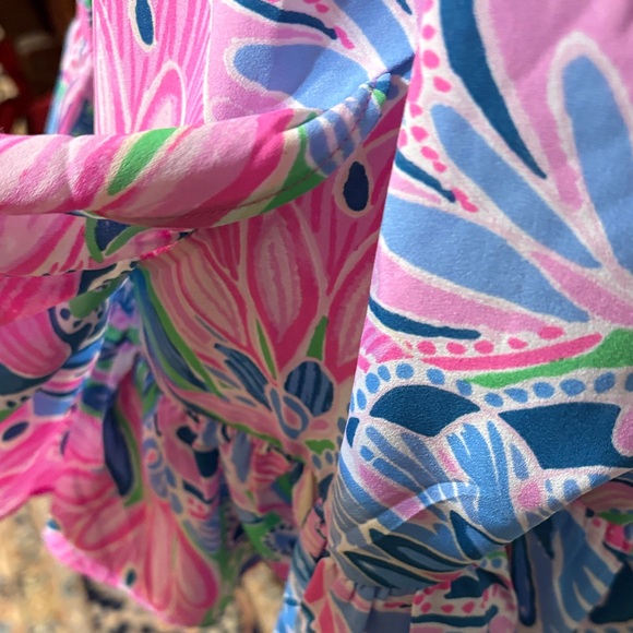 Lilly Pulitzer Asymmetrical Dress in Pink and Green Floral - Picture 7 of 16